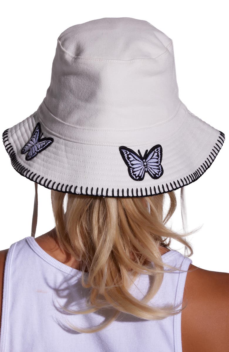 Lauren Moshi Aria Black & White Butterfly Bucket Hat, Alternate, color, White
