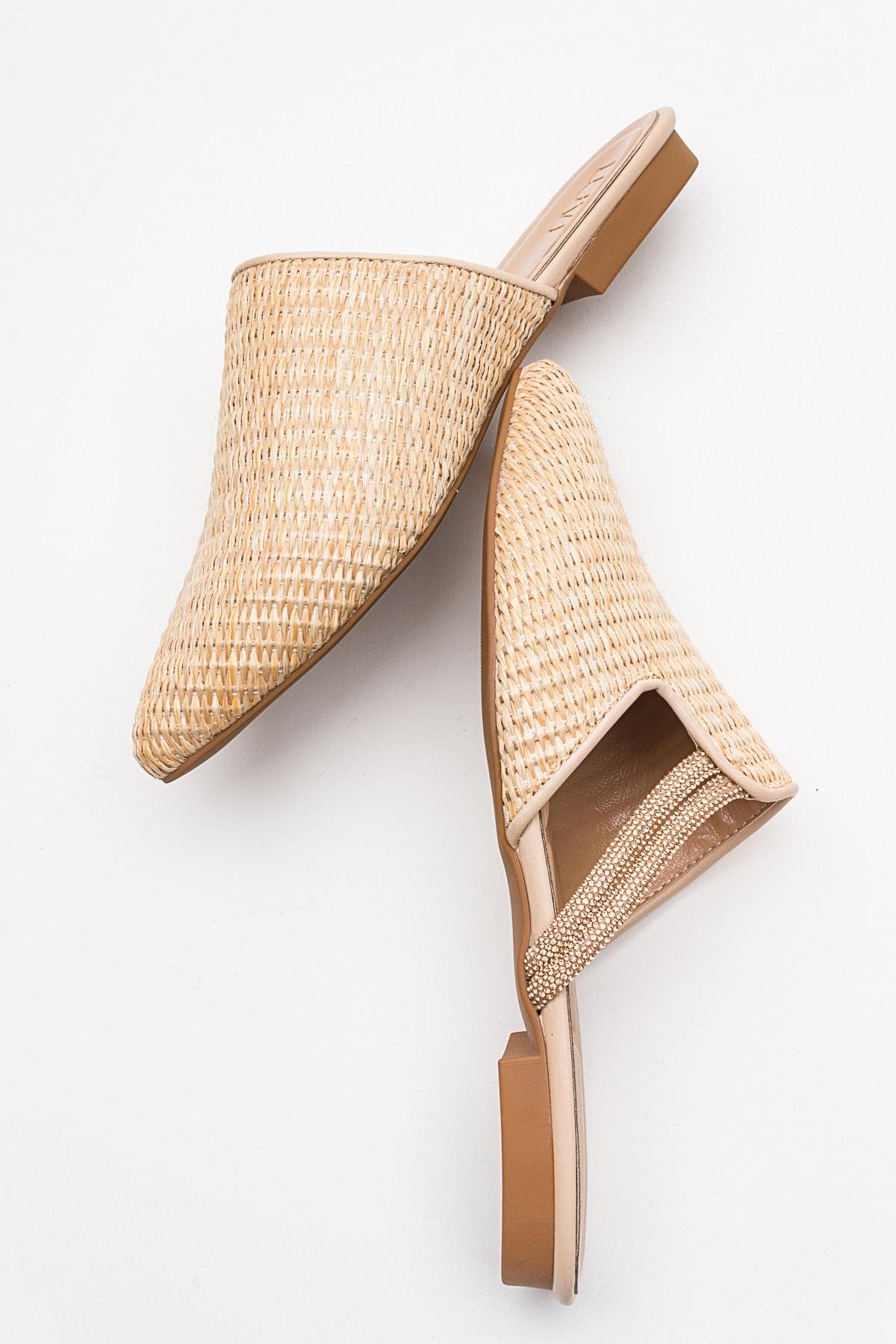 Prologue Shoes Pesa Woven Slippers, Alternate, color, Beige Faux Leather