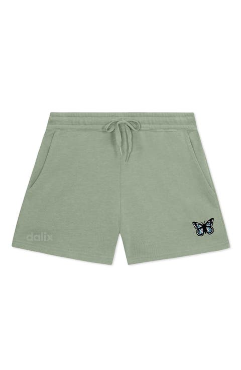Womens Butterfly Midweight Washed Fleece Shorts