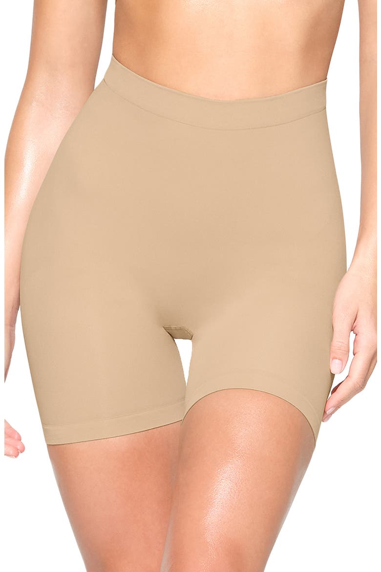 Seamless Sculpt Mid Thigh Shorts, Main, color, CLAY