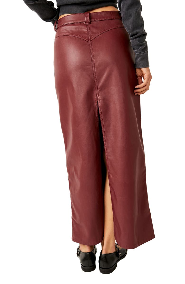 Free People City Slicker Faux Leather Maxi Skirt, Alternate, color, Red Jasper