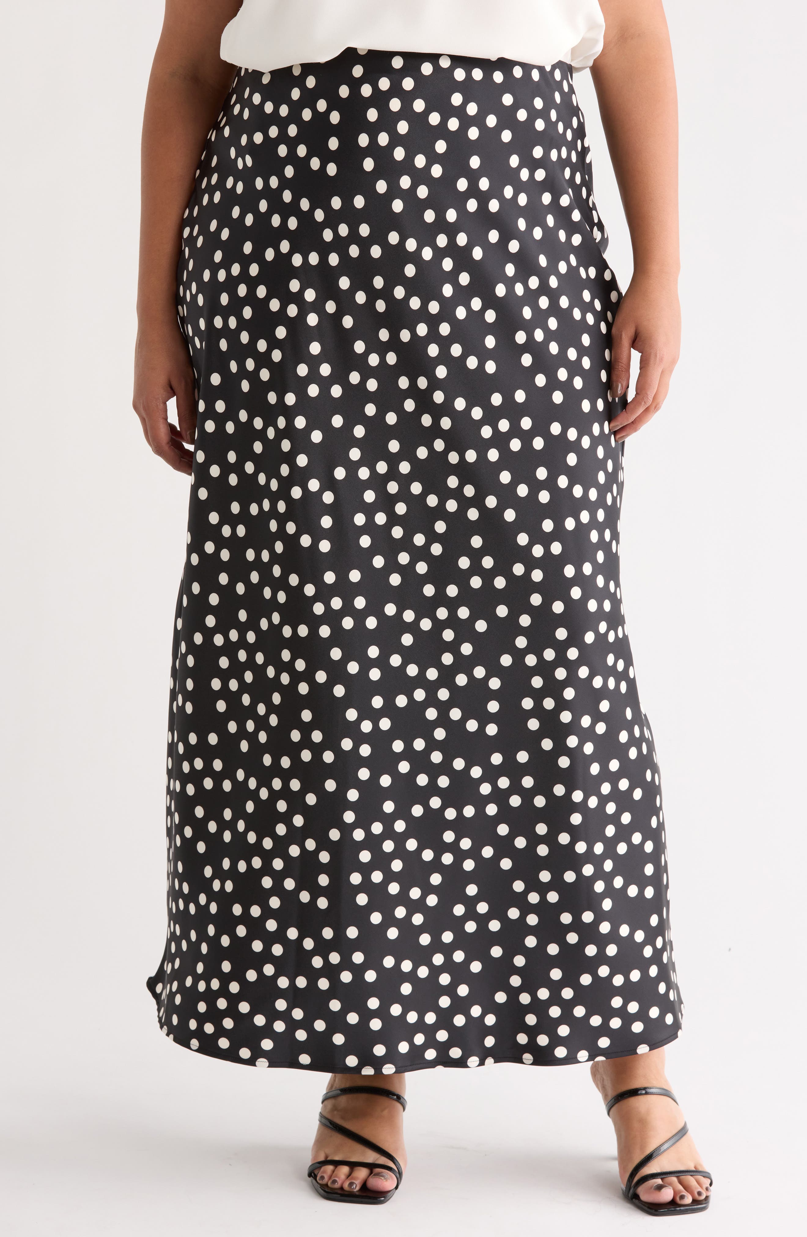 Renee C Polka Dot Satin Maxi Skirt
