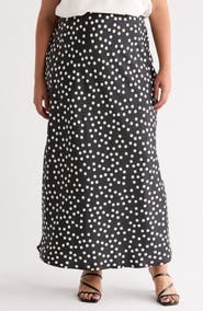 Renee C Polka Dot Satin Maxi Skirt
