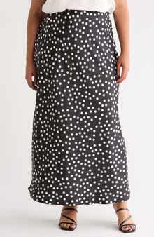 Renee C Polka Dot Satin Maxi Skirt