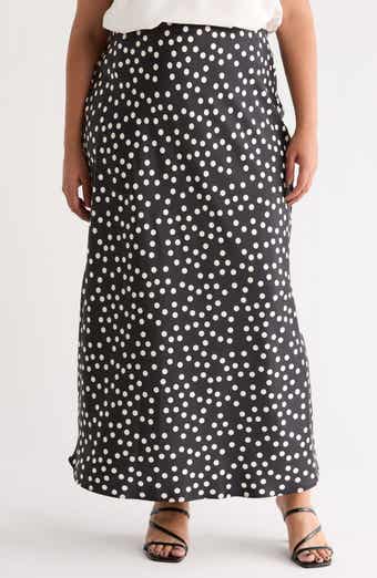 Renee C Polka Dot Satin Maxi Skirt