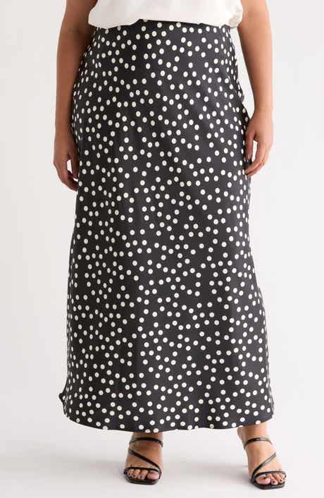 Renee C Polka Dot Satin Maxi Skirt
