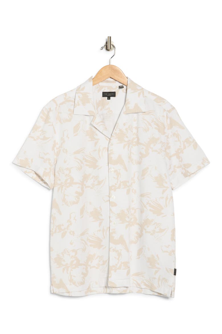 Floral Camp Shirt, Alternate, color, BRIGHT WHITE