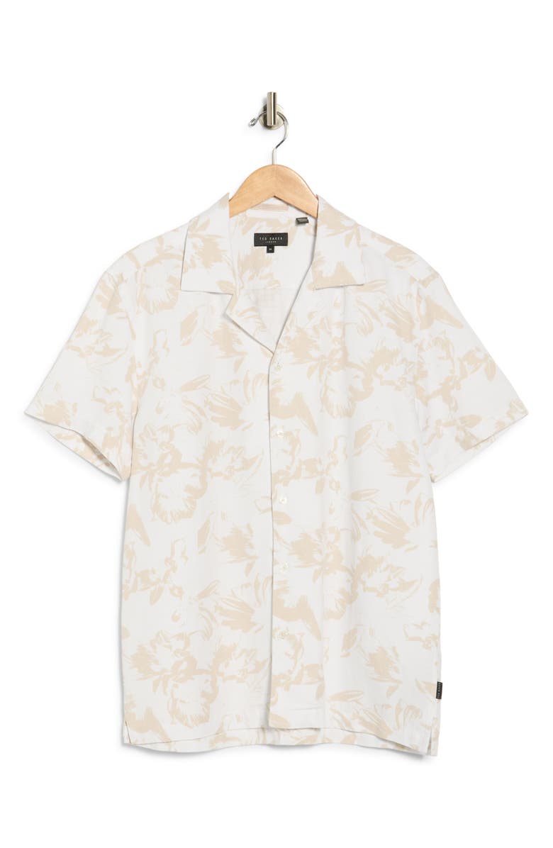Ted Baker Floral Camp Shirt, Alternate, color, Bright White