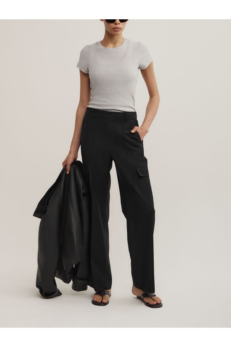 Pocket Detail Mid Rise Trousers, Alternate, color, Black