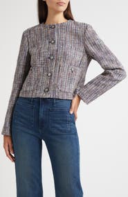 Veronica Beard Andrea Cotton Blend Tweed Jacket