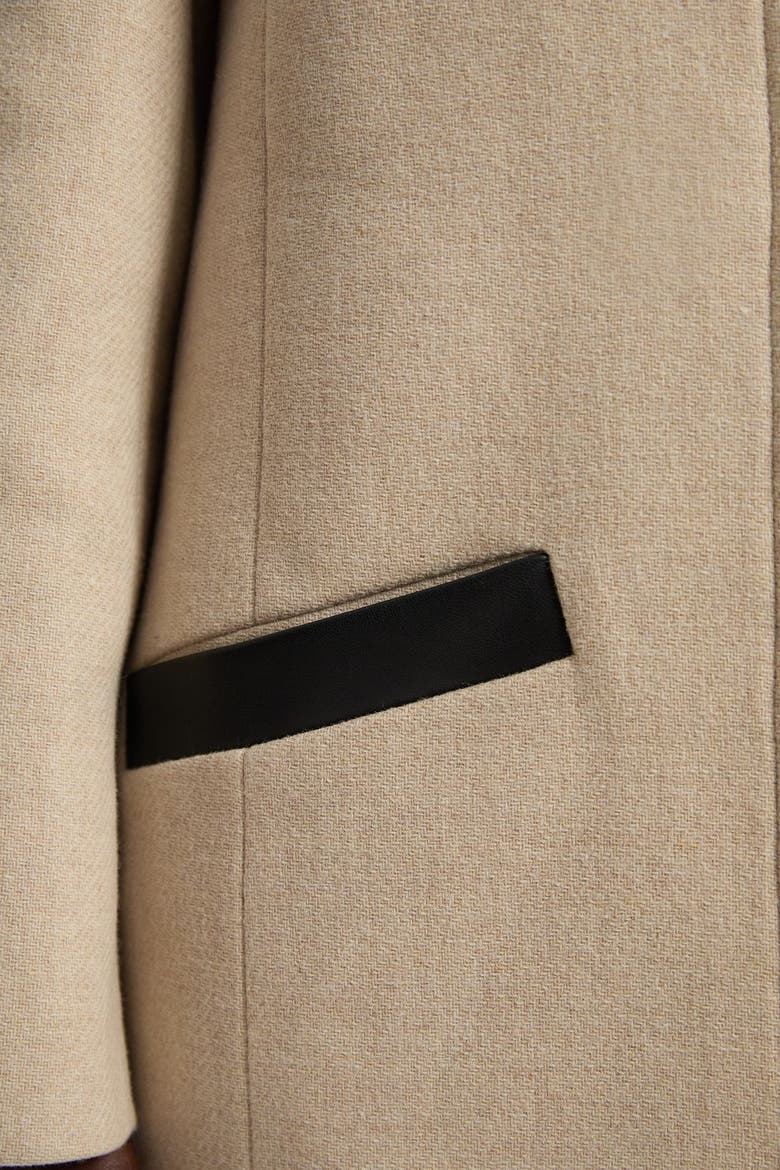 Wool Pu Mix Tailored Midi Coat, Alternate, color, Oatmeal