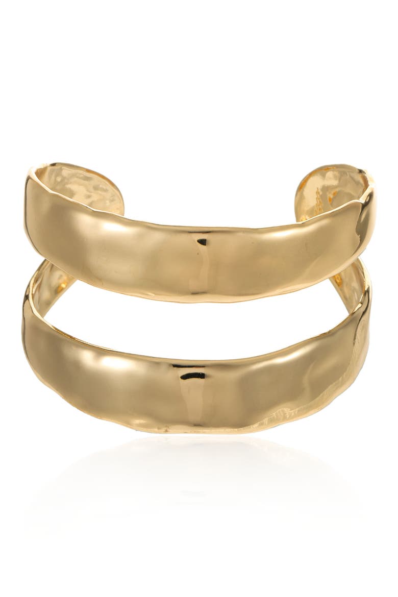 Hammered Cuff Bracelet, Alternate, color, GOLD
