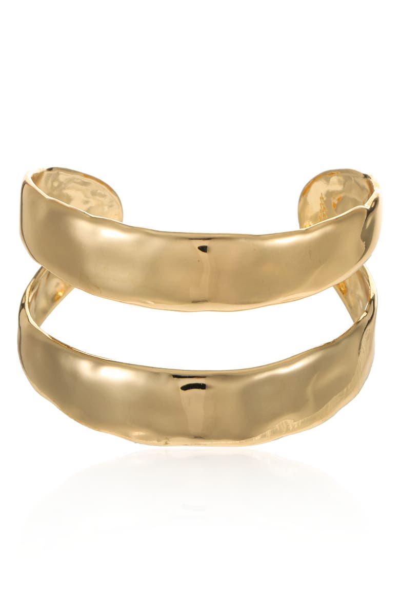 Ettika Hammered Cuff Bracelet, Alternate, color, Gold