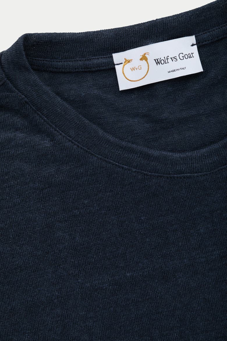 Short Sleeve Linen Crew Neck Tee, Alternate, color, Navy