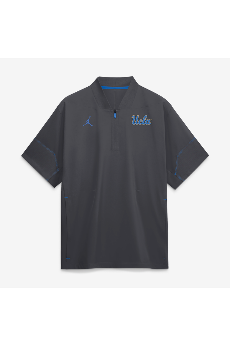 Men's Jordan Brand Anthracite UCLA Bruins 2026 Sideline Short Sleeve Quarter-Zip Coaches Jacket, Main, color, Anthracite
