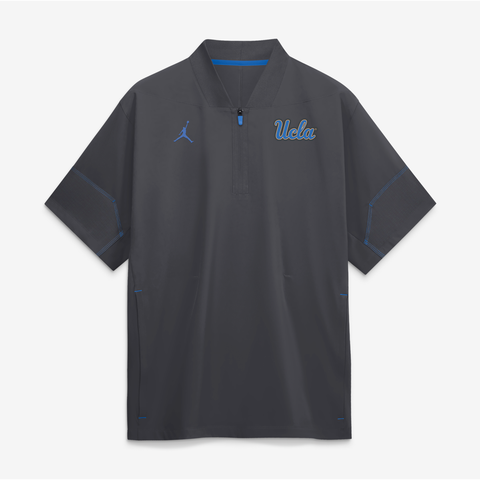 Men's Jordan Brand Anthracite UCLA Bruins 2026 Sideline Short Sleeve Quarter-Zip Coaches Jacket