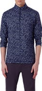 Bugatchi Anthony OoohCotton® Warped Check Print Quarter Zip Pullover