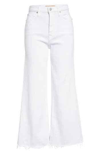 7 For All Mankind Raw Hem Ultra High Waist Crop Flare Jeans In White