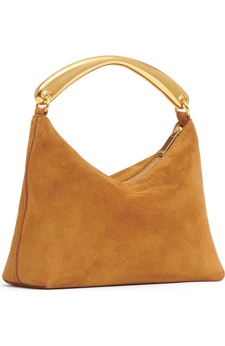 Mansur Gavriel Hera Suede Metal Top Handle Bag, Alternate, color, Caramel