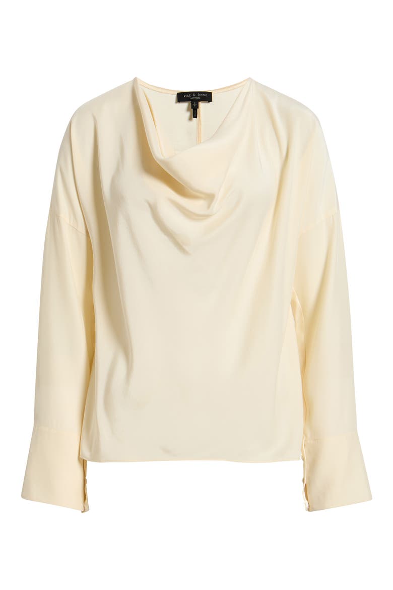 Vinnie Cowl Neck Silk Top, Alternate, color, IVORY