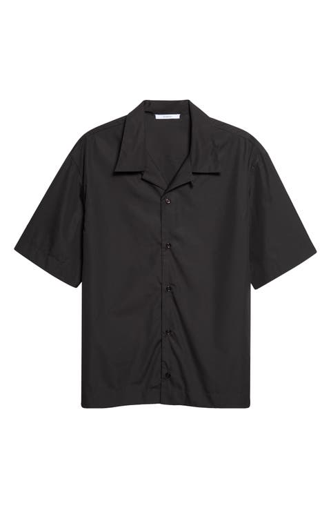 Short Sleeve Cotton Poplin Graphic Bowling Shirt