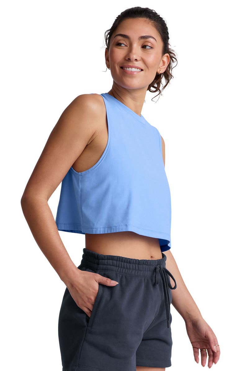 Beyond Yoga Featherweight Minimal Crop Tank, Alternate, color, Flower Blue Heather