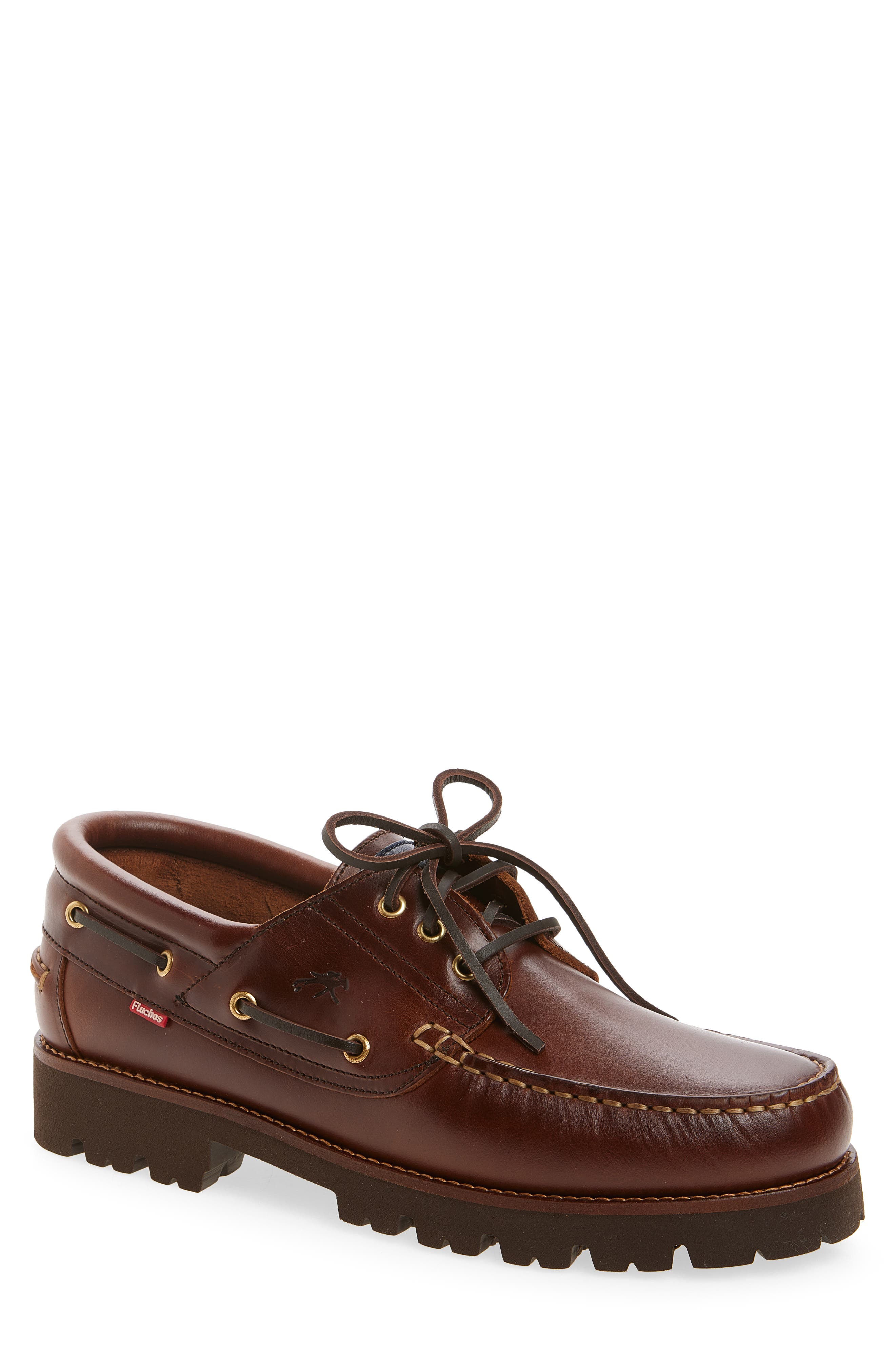 Fluchos Richfield Lug Sole Boat Shoe, Main, color, Chestnut