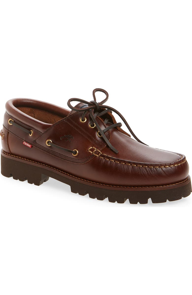Fluchos Richfield Lug Sole Boat Shoe, Main, color, Chestnut