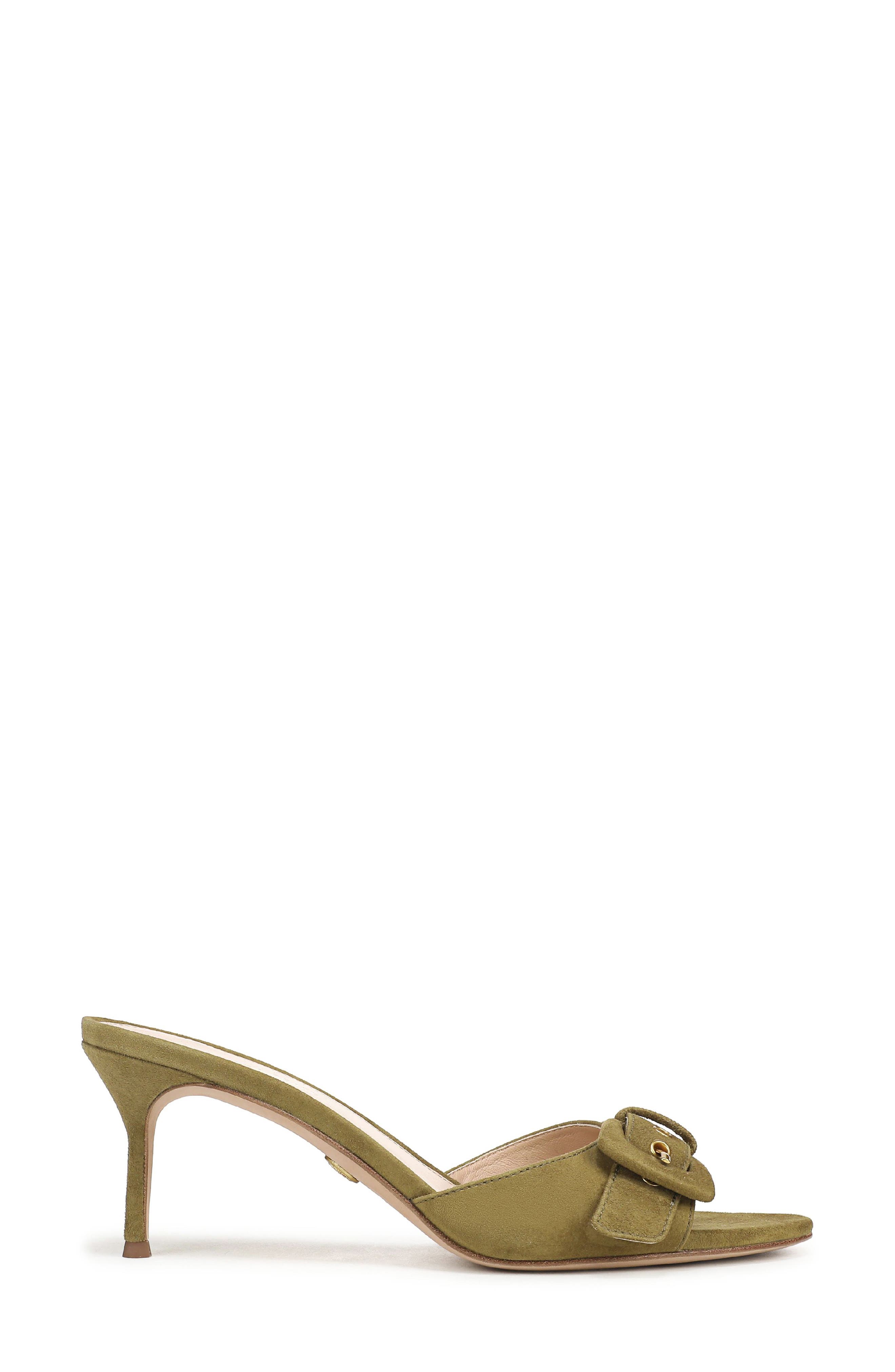 Tia Buckle Slide Sandal, Alternate, color, FENNEL GREEN SUEDE