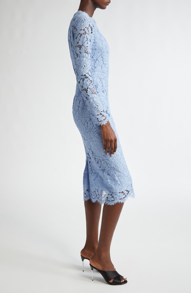 Dolce&Gabbana Long Sleeve Cordonetto Lace Sheath Dress, Alternate, color, F3981 Glicine Viola Chiari
