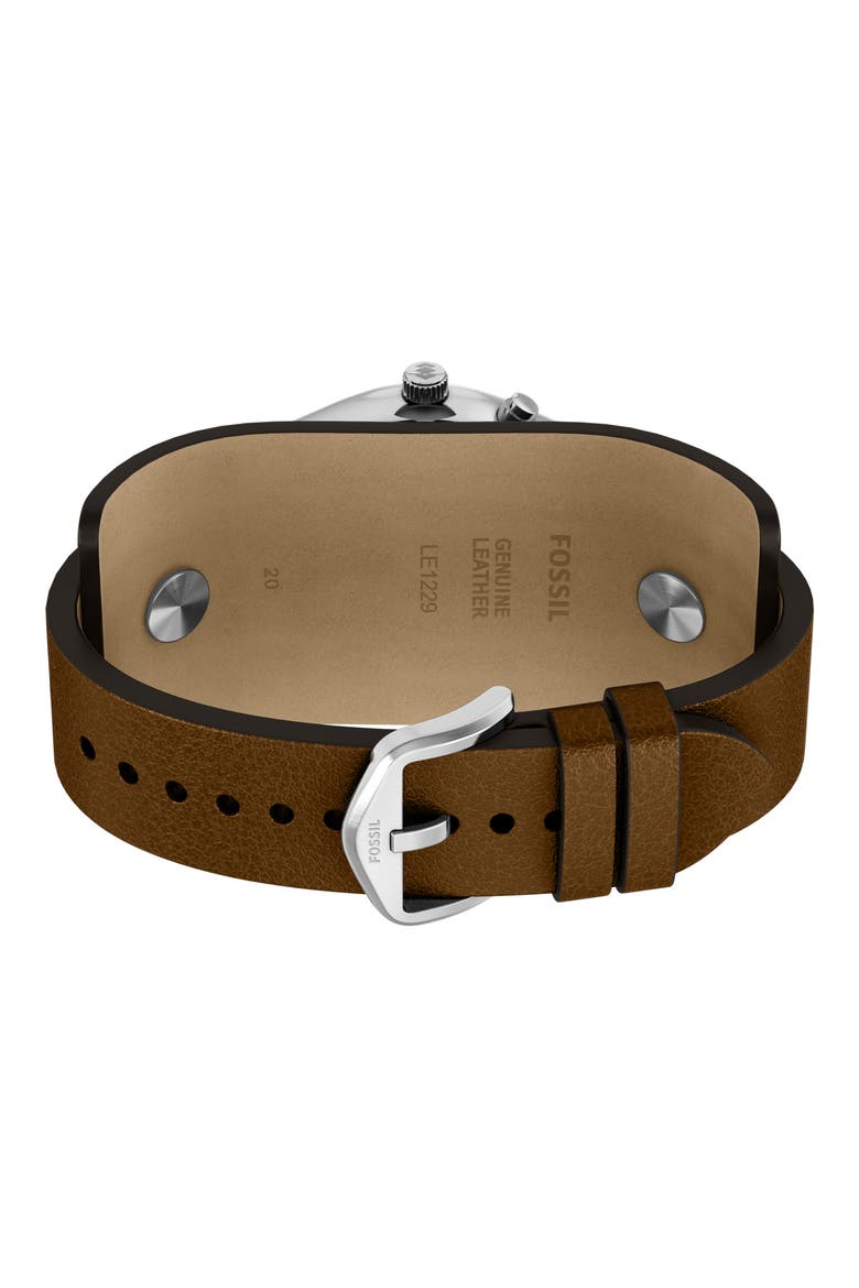 Archival Big Tic® Anadigi Leather Strap Watch, 40mm, Alternate, color, BROWN