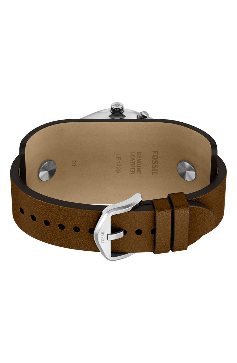 Fossil Archival Big Tic<sup>®</sup> Anadigi Leather Strap Watch, 40mm, Alternate, color, Brown