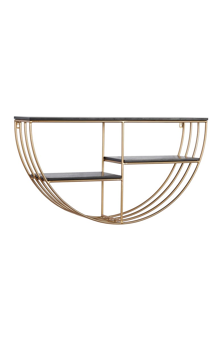WILLOW ROW Black And Gold Metal And Wood Wall Shelf - 28" X 15.5", Alternate, color, 