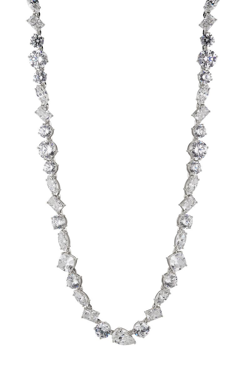 Large Cubic Zirconia Choker Necklace, Main, color, RHODIUM