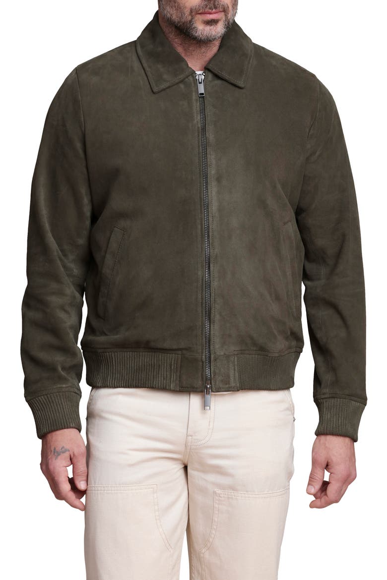 Suede Bomber Jacket, Alternate, color, CHIVE
