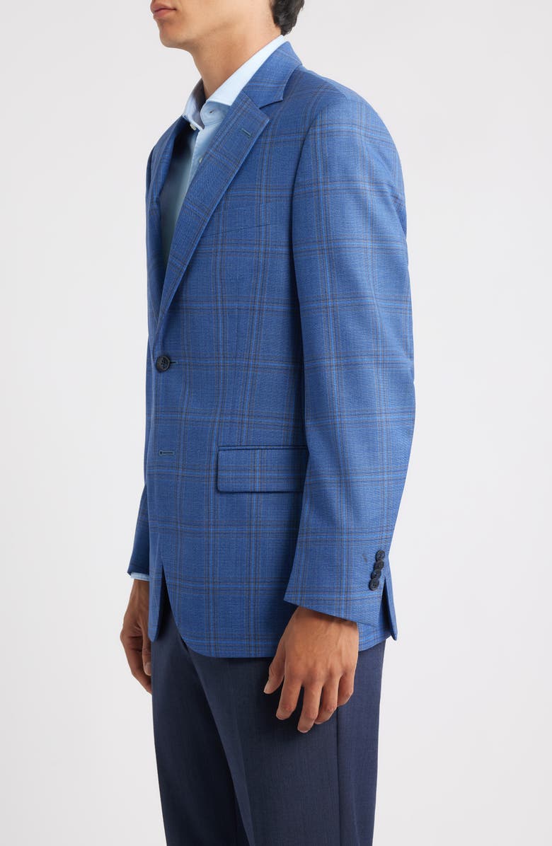 Peter Millar Flynn Classic Fit Blue Plaid Wool Sport Coat, Alternate, color, Medium Blue