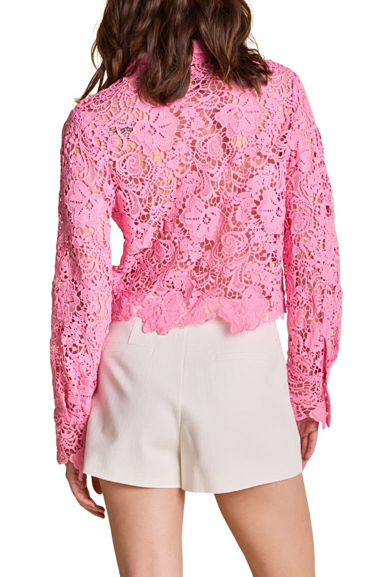 Lace Crop Shirt, Alternate, color, PINK