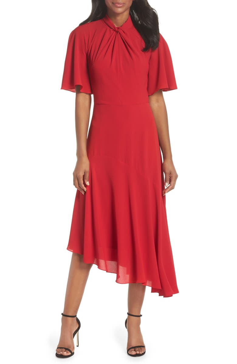 Maggy London Asymmetrical Midi Dress, Main, color,