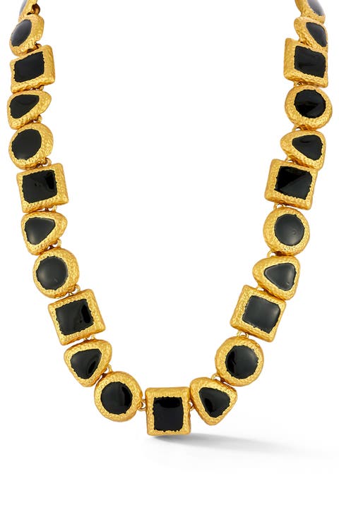 Enamel Geometric Link Necklace