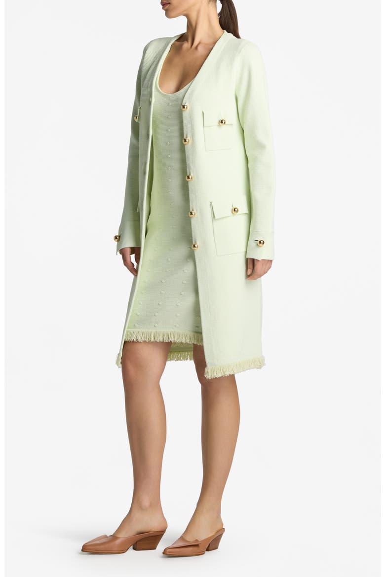 Two-Tone Stretch Piqué Knit Jacket, Alternate, color, PALE LIME/ OPTIC WHITE