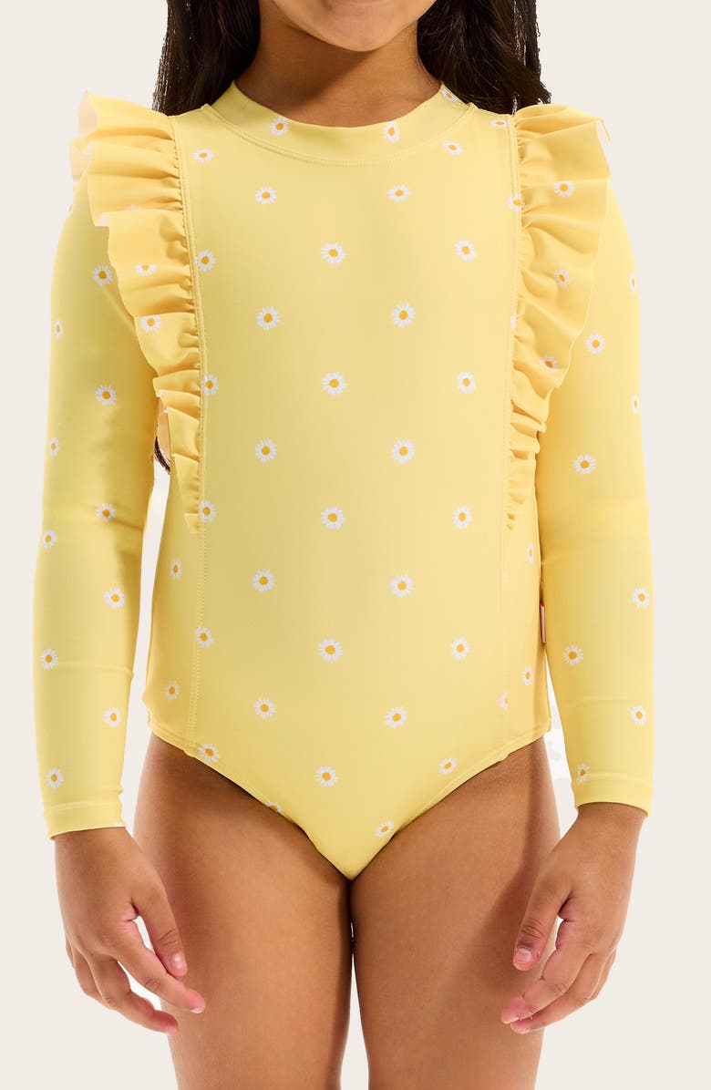 Seafolly Kids' Daisy Chain One-Piece Rashguard Swimsuit, Alternate, color, Daisy Chain Yellow
