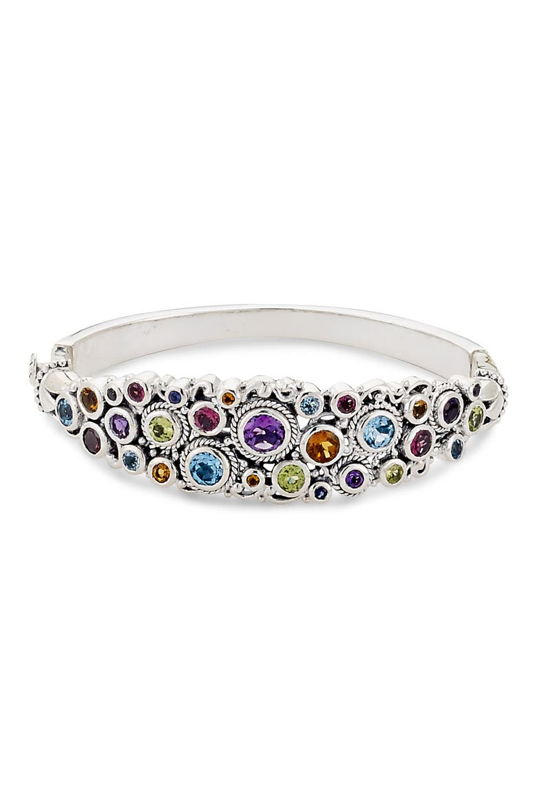 Sterling Silver Hinge Bangle, Main, color, PURPLE MULTI