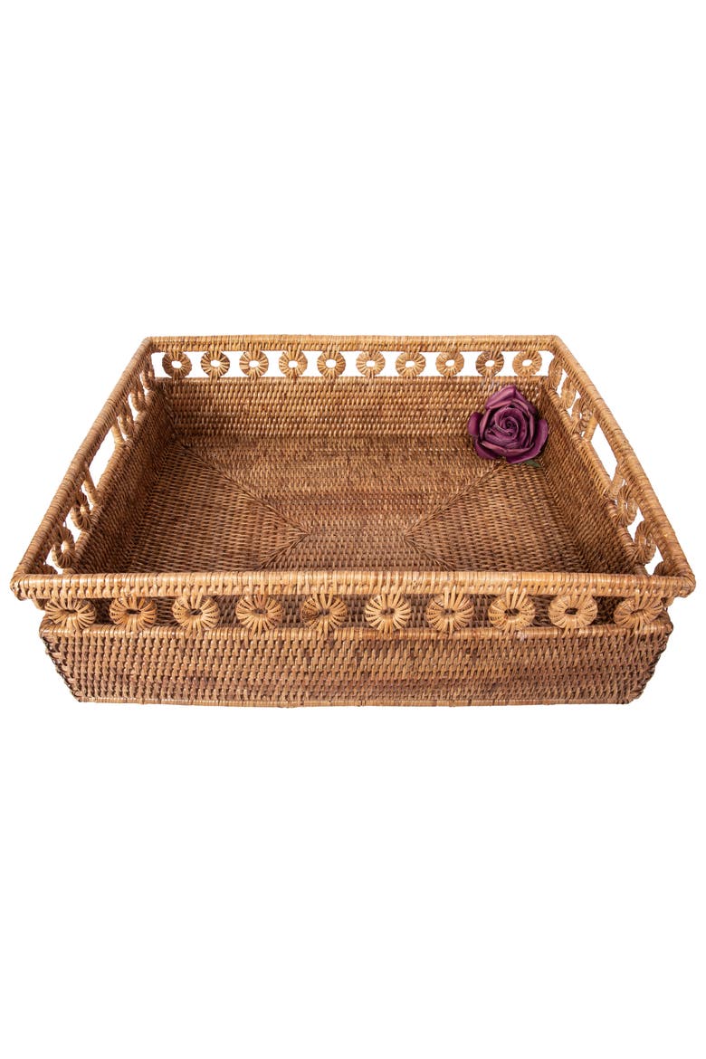 Artifacts Rattan Inna Design Rectangle Basket with Cutout Handles, Alternate, color, Honey Brown