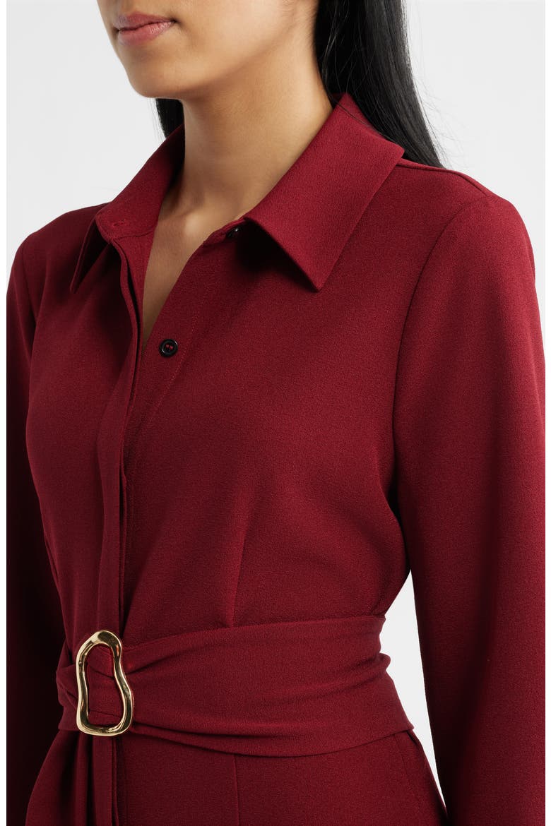 Belted Midi Shirtdress, Alternate, color, BURGUNDY