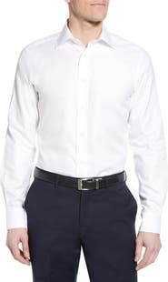 David Donahue Luxury Non-Iron Trim Fit Solid Dress Shirt