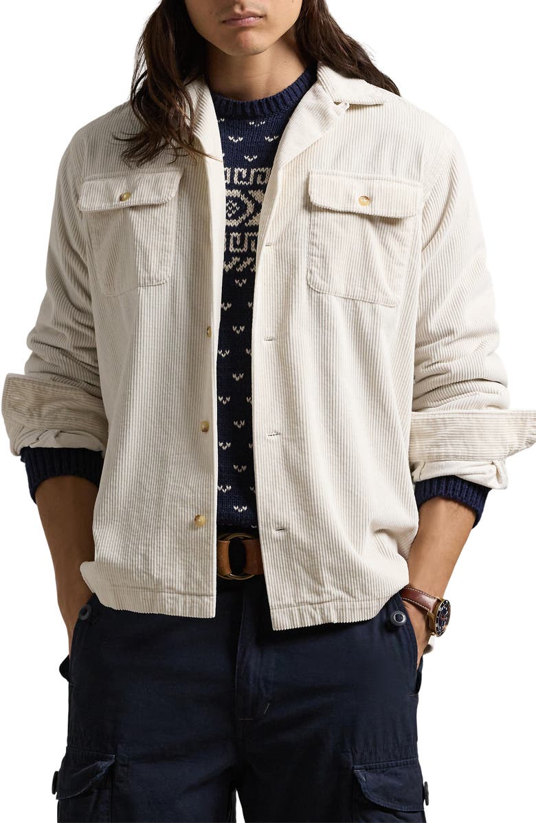Polo Ralph Lauren Long Sleeve Wide Wale Corduroy Camp Shirt, Main, color, 
