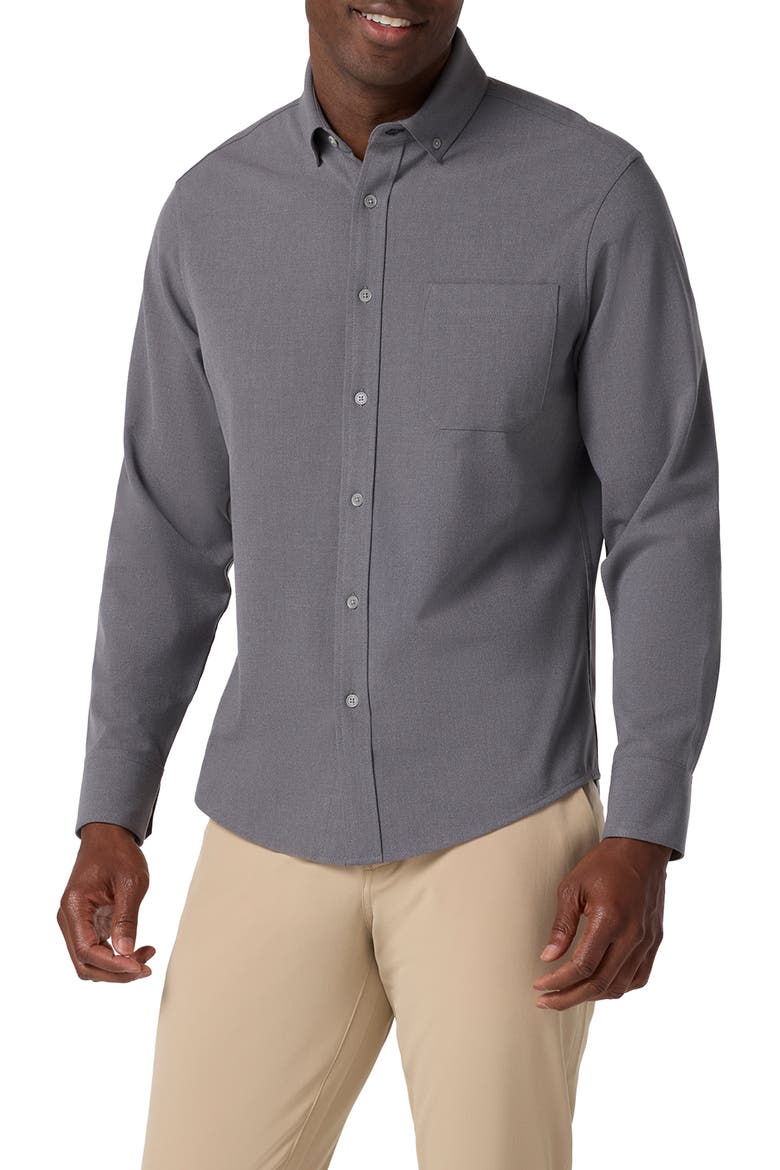 City Flannel Button-Down Shirt, Main, color, PEWTER HEATHER