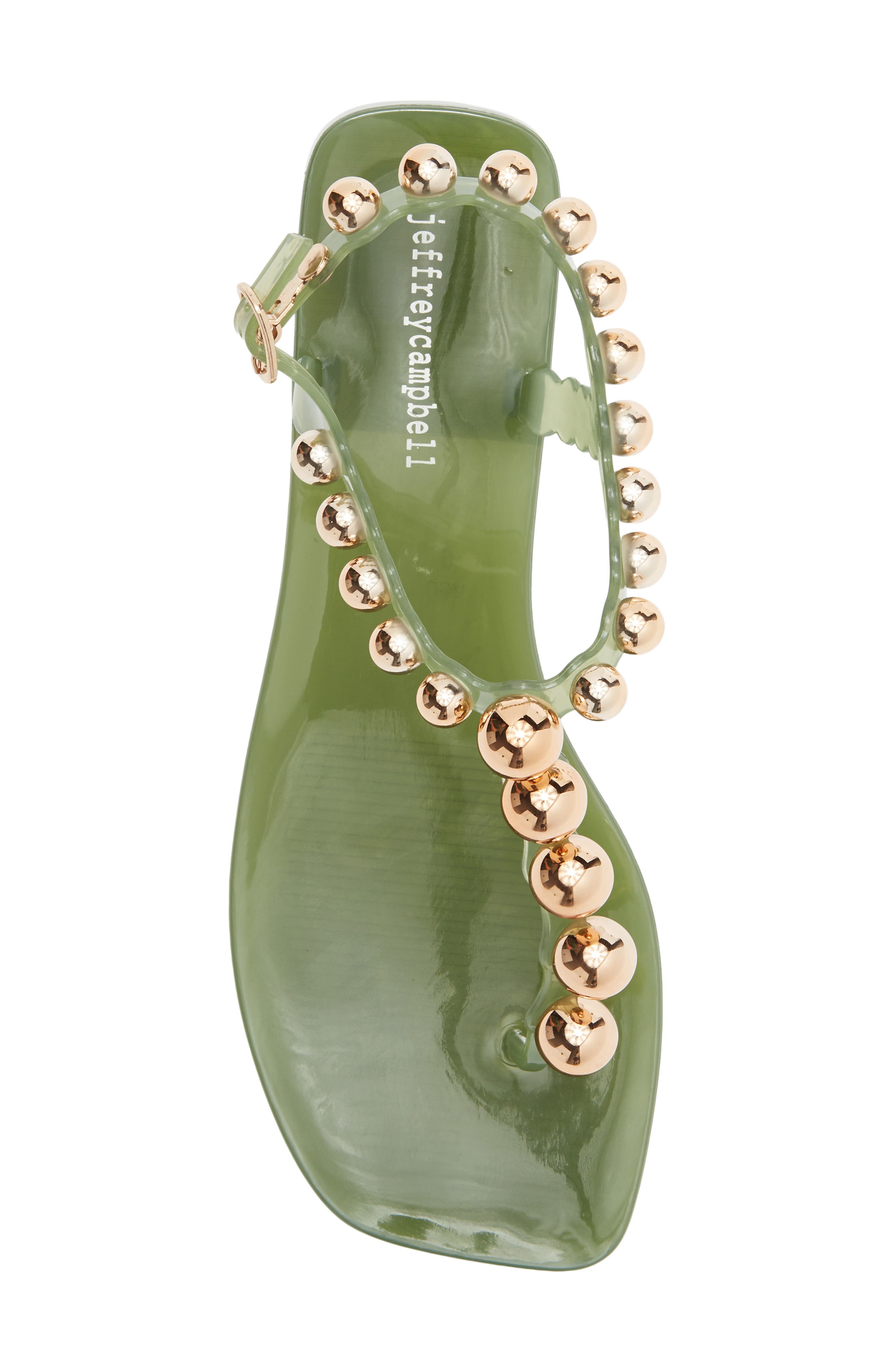 Jeffrey Campbell Plated Embellished Sandal, Alternate, color, Green Gold