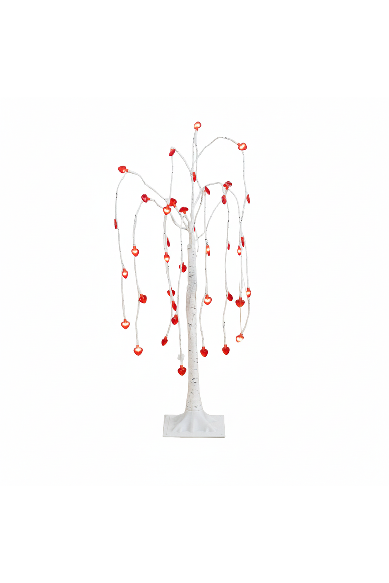 3-ft Pre-Lit Artificial Valentine's Day Willow Tree with 40 Heart Shaped LED Lights, Main, color, White