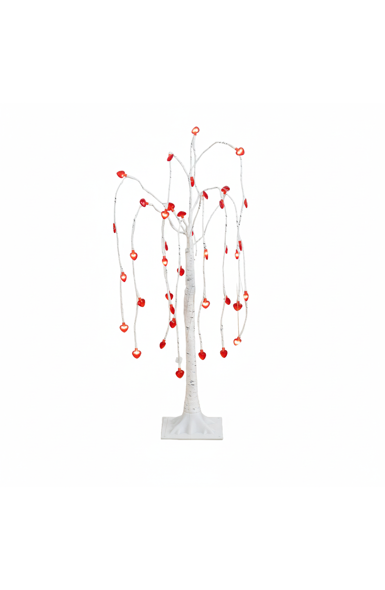 NEARLY NATURAL 3-ft Pre-Lit Artificial Valentine's Day Willow Tree with 40 Heart Shaped LED Lights, Main, color, White